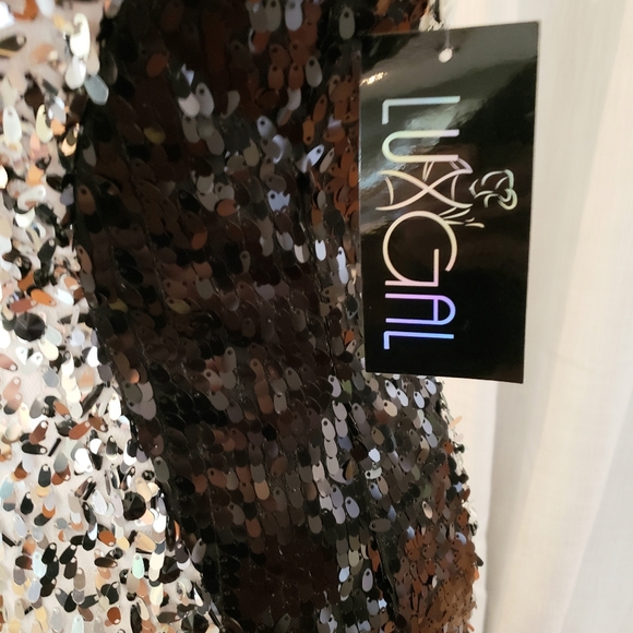 NWT Luxgal Black Silver Sequin Cocktail Dress - Picture 7 of 9